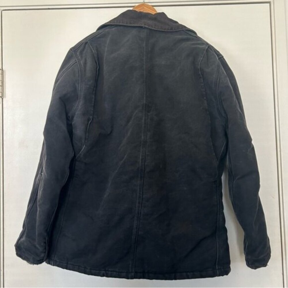 Vintage Carhartt Black Canvas Quilted Corduroy Collar Chore Work Jacket Size 48 - Picture 4 of 12